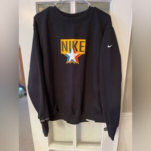 Nike Black Crewneck Sweatshirt with Multicolor Star Logo